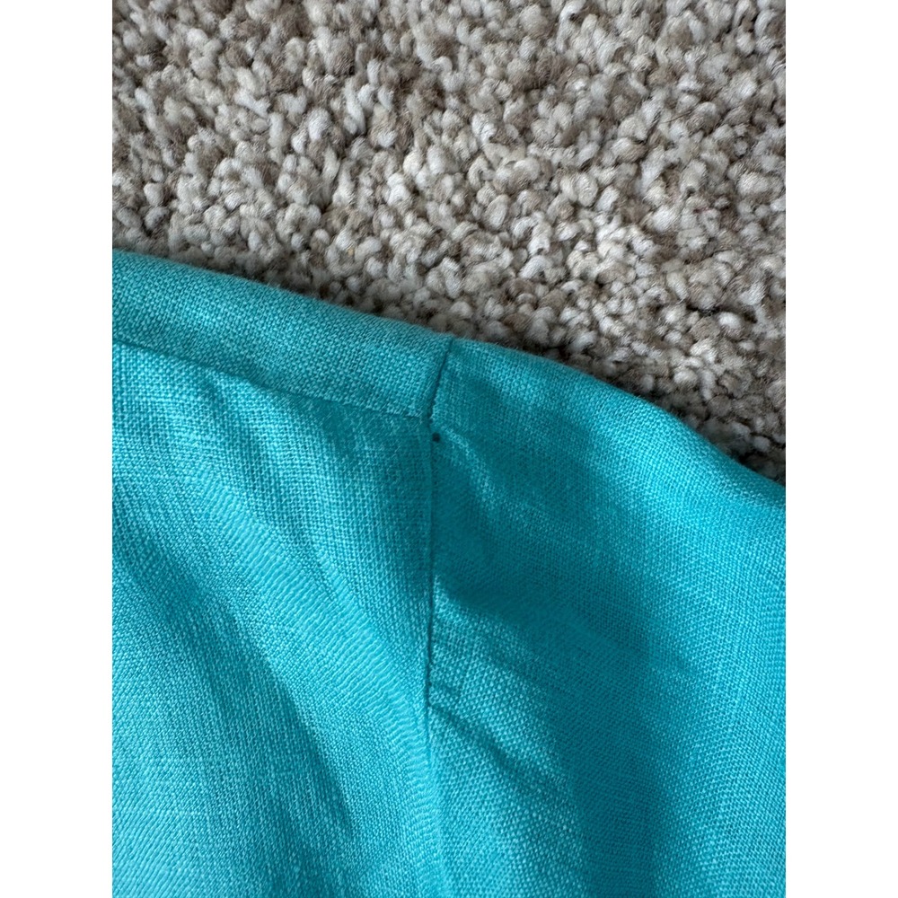 Charter Club Luxury Linen Turquoise Bow Tie Sleeve Split Neck XL Coastal Chic - Picture 5 of 8